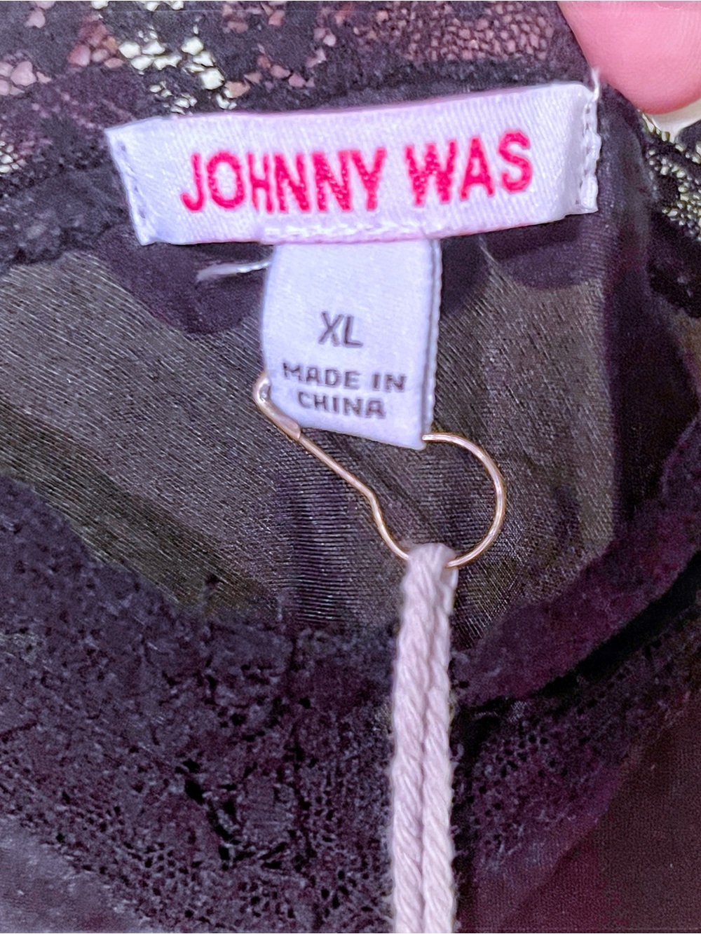 Johnny Was SILK Black Lace-Slip dress NWT Size XL 20” flat p2p, 22” at waist - Picture 2 of 11